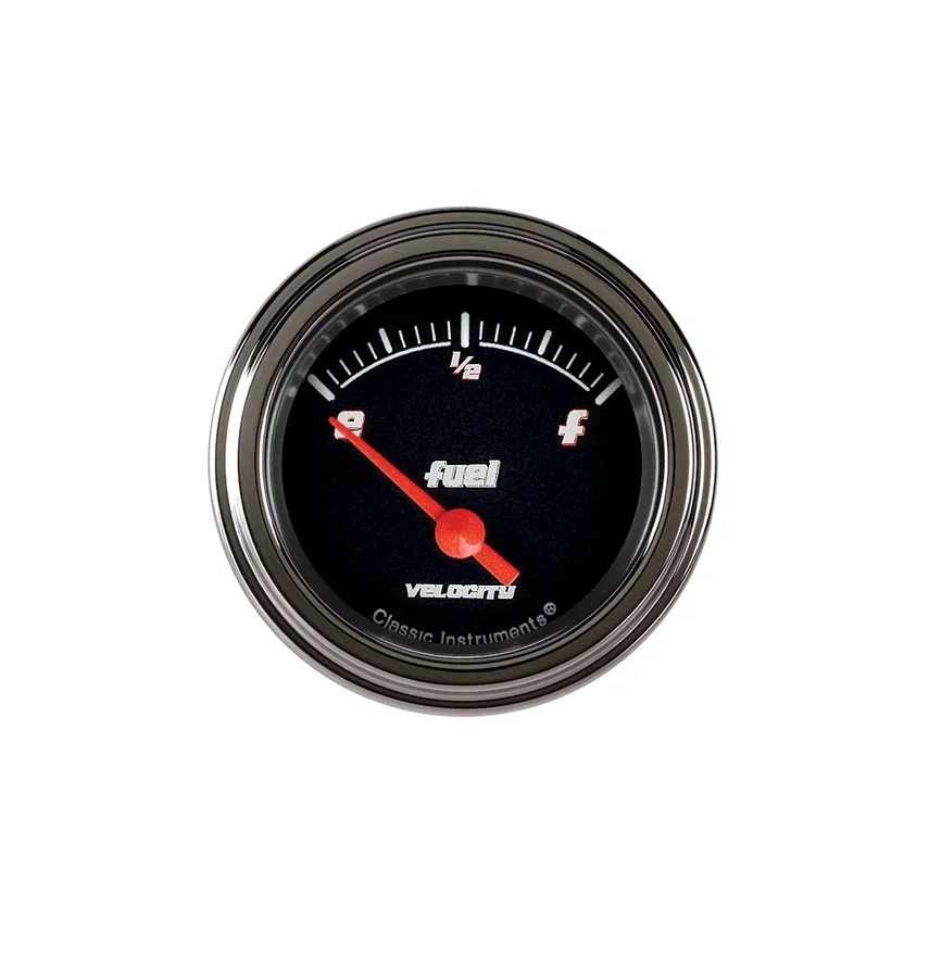 Velocity Black 2-1/8" Fuel Level Gauge (0-30 Ohm)