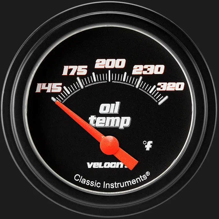 Velocity Black 2-5/8" Oil Temperature Gauge