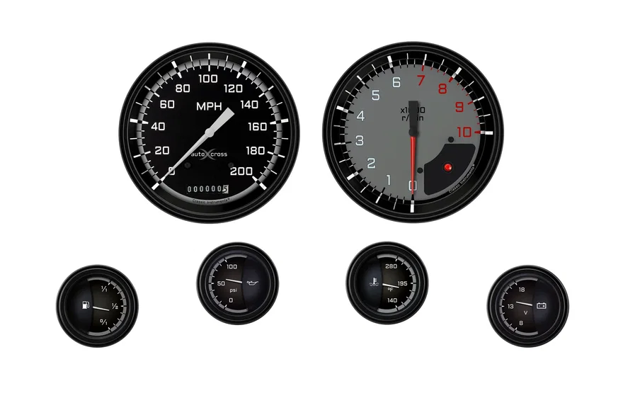 Autocross Gray Six Gauge Set
