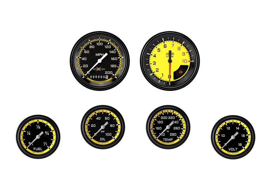 AutoCross Yellow Six Gauge Set