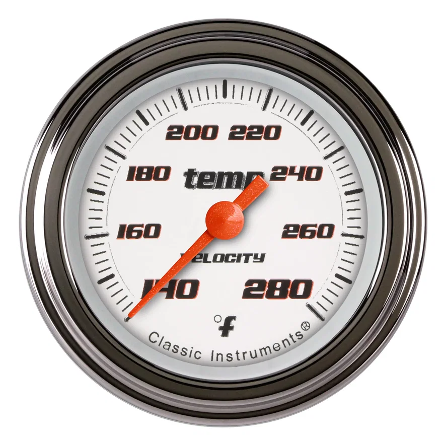 Velocity White ST 2" & Water Temperature Full Sweep 1/2" Gauge