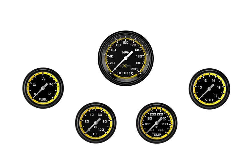 AutoCross Yellow Five Gauge Set