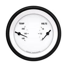 White Hot 3" Dual - Temperature & Volt Gauge image 1