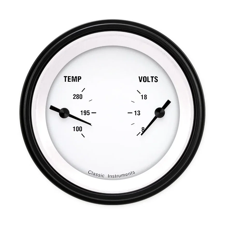 White Hot 3" Dual - Temperature & Volt Gauge