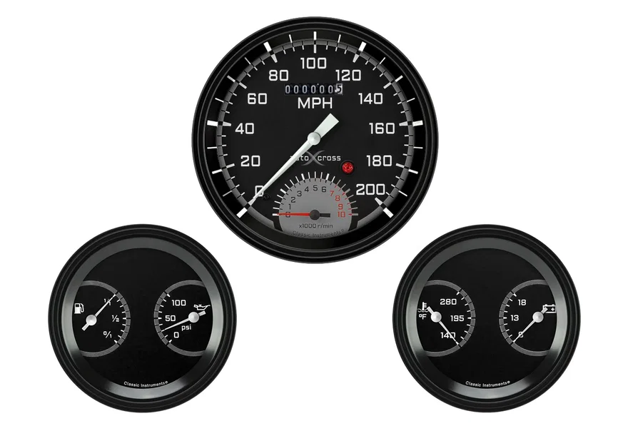 AutoCross Gray 5" SpeedTach with Two 3" Gauges