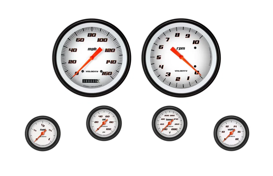 Velocity White Six Gauge Set