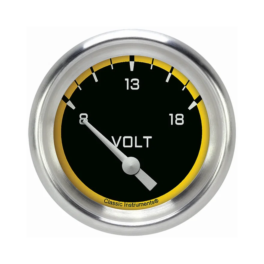 Autocross Yellow 2-5/8" Volt Gauge
