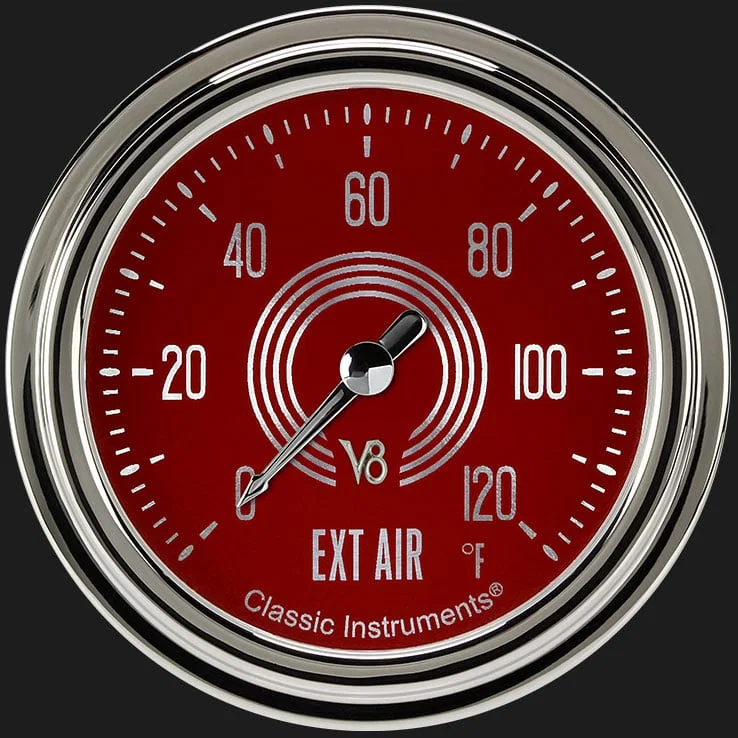 V8 Red Steelie 2-5/8" Outside Air Temp Gauge