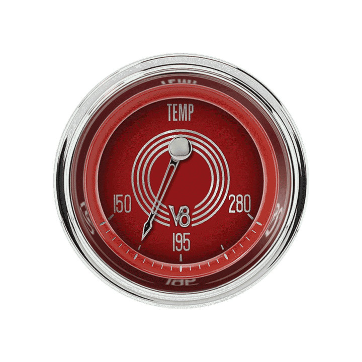 V8 Red Steelie 2-1/8" Water Temperature Gauge