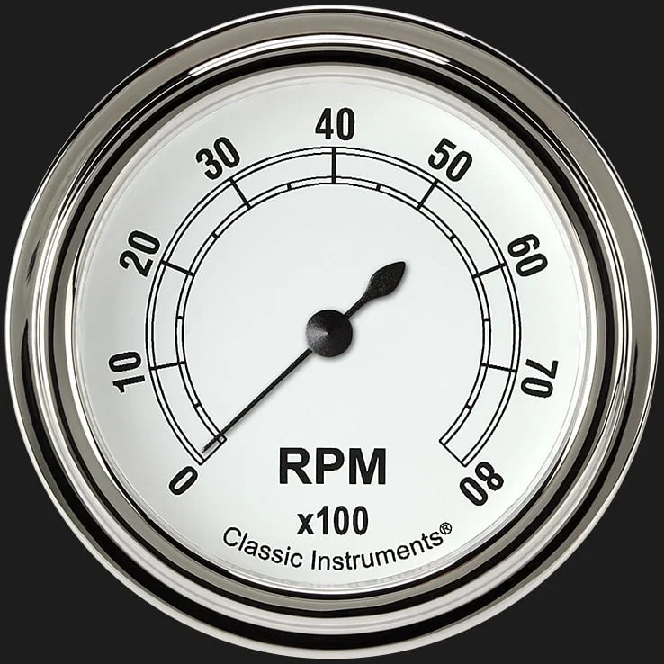 White 2-5/8" Tachometer Gauge