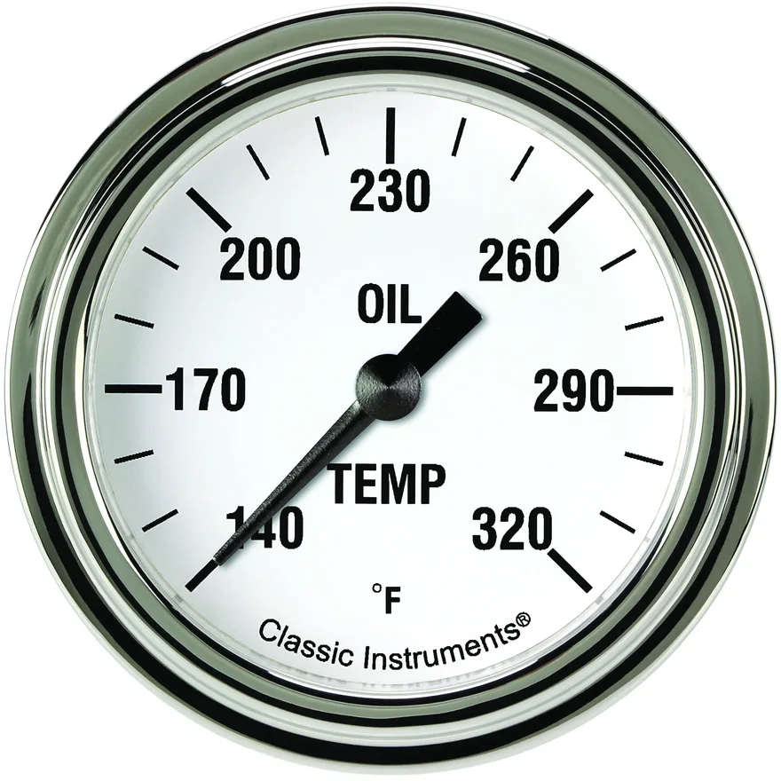 White Hot 2-5/8" Oil Temperature Gauge