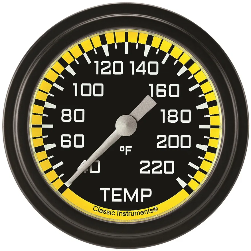 Autocross Yellow 2-5/8" Stock Eliminator Temp Gauge