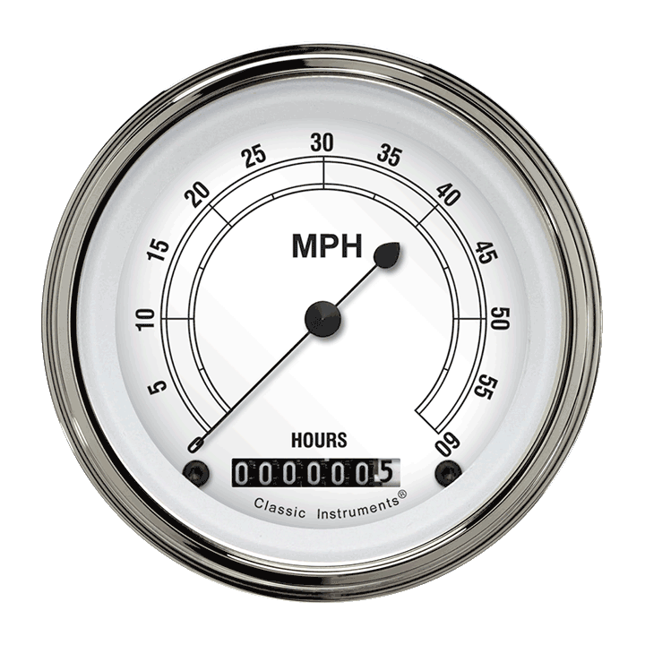 White 3-3/8" Low Speed Speedometer Gauge