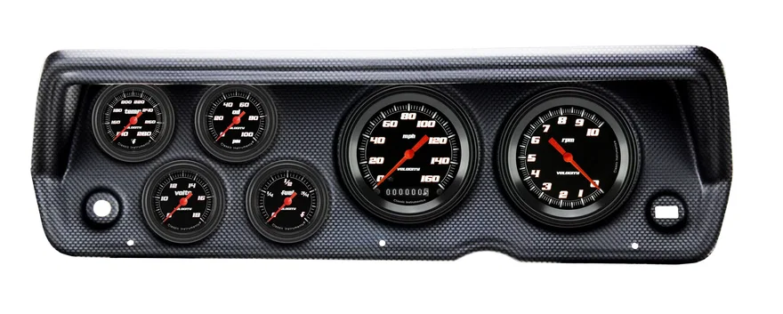 1970-76 Duster Velocity Black Full Sweep Six Gauge Set Mopar