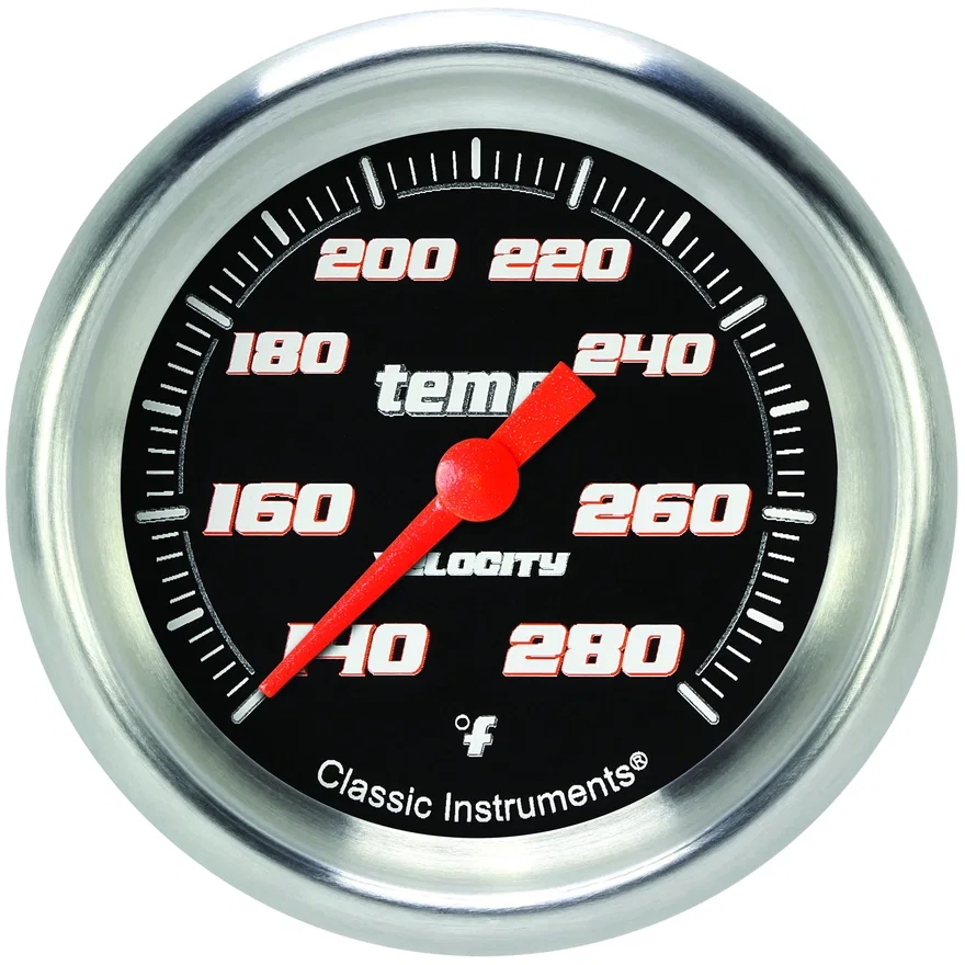 Velocity Black 2-5/8" Full Sweep Water Temp Gauge