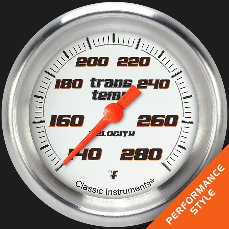 Velocity White 2-5/8" Transmission Temperature Gauge