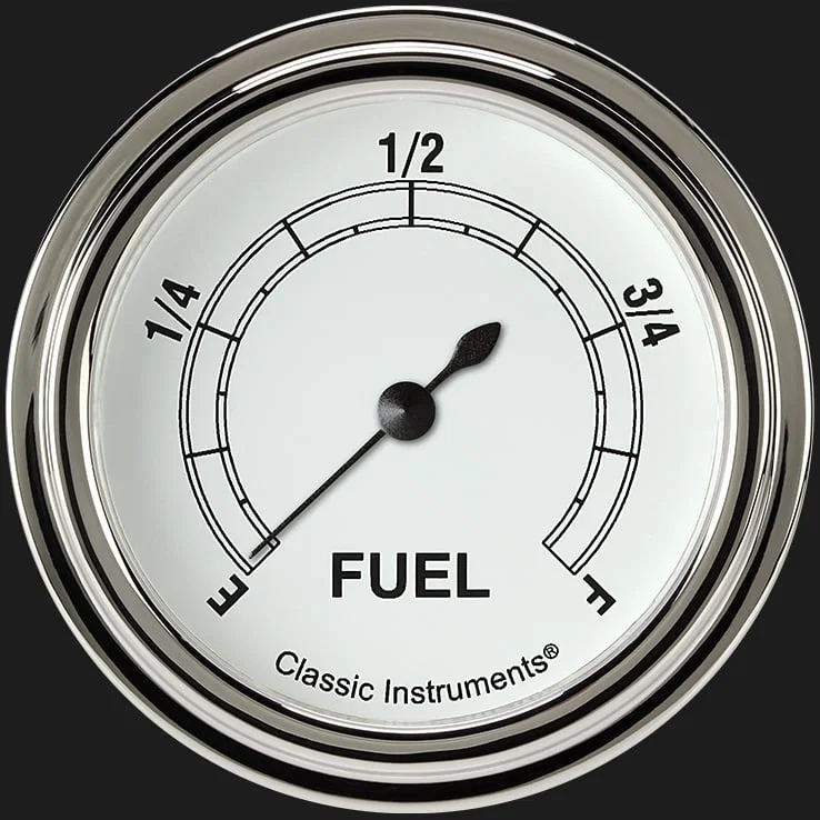White 2-5/8" Fuel Level Gauge