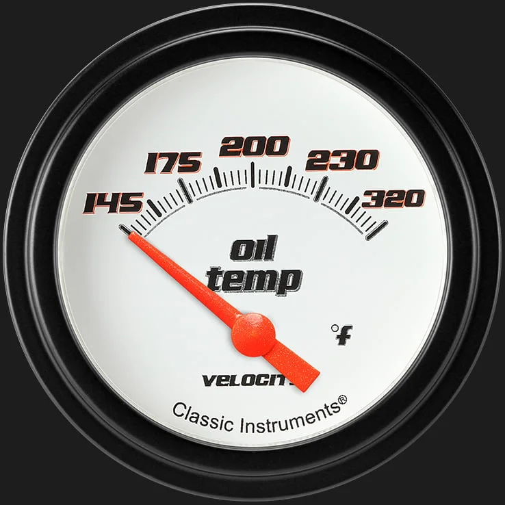 Velocity White 2-5/8" Oil Temperature Gauge