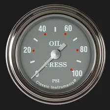 Silver Gray 2-1/8" Oil Pressure Gauge image 1
