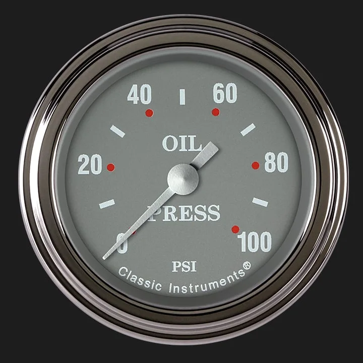 Silver Gray 2-1/8" Oil Pressure Gauge