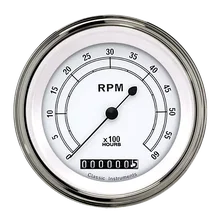 White 3-3/8" Tachometer Gauge image 1