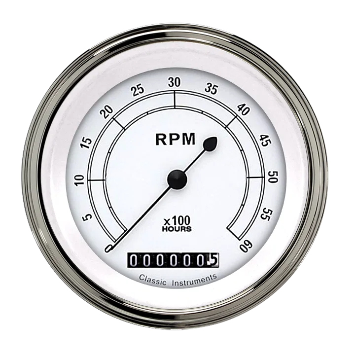 White 3-3/8" Tachometer Gauge
