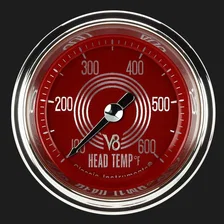 V8 Red Steelie 2-1/8" Cylinder Head Tempature Gauge image 1