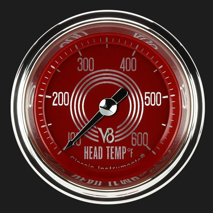 V8 Red Steelie 2-1/8" Cylinder Head Tempature Gauge