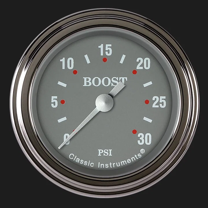Silver Gray 2-1/8" Boost Gauge (30 PSI)