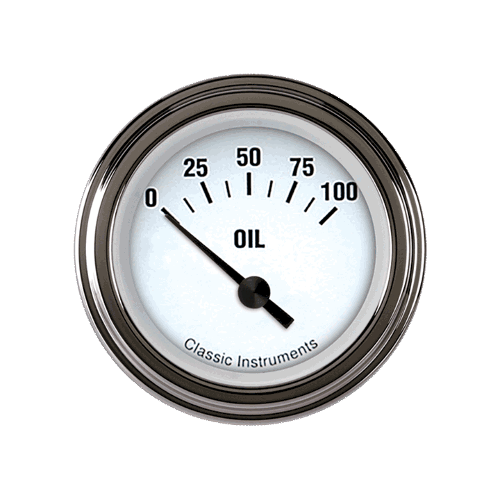 White Hot 2-1/8" Oil Pressure Gauge