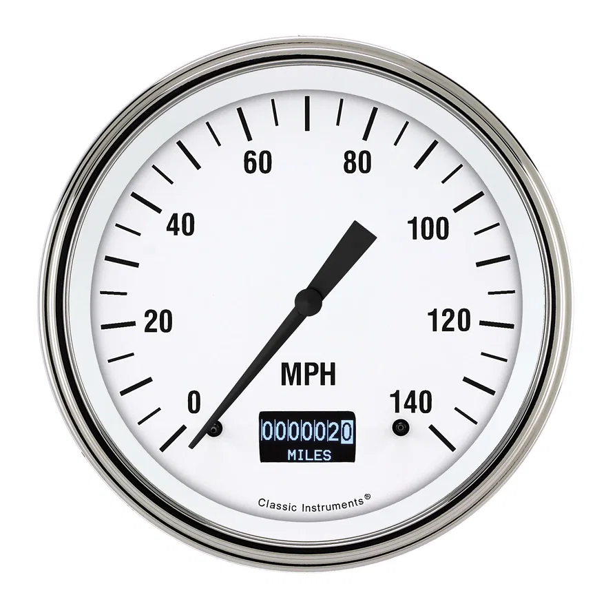 White Hot 4-5/8" Speedometer Gauge with Information Screen