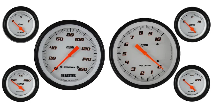Velocity White Six Gauge Set