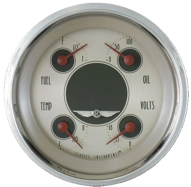 All American Nickel 3-3/8" Quad Gauge
