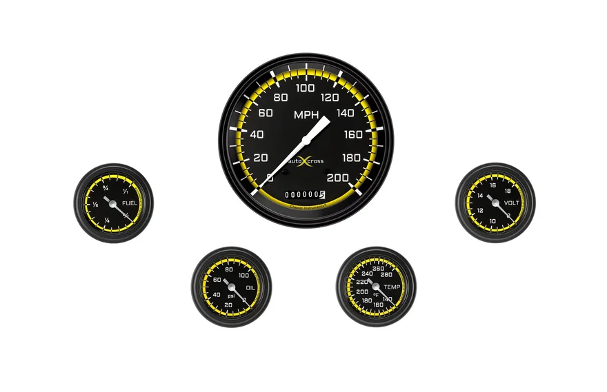 AutoCross Yellow Five Gauge Set