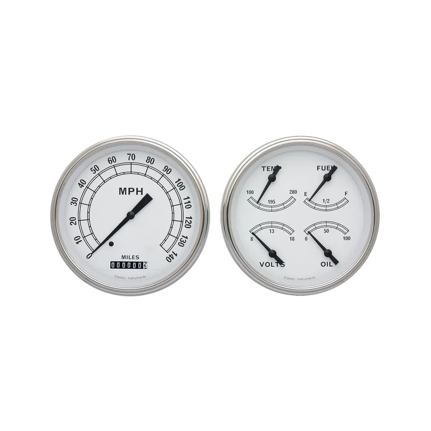 White 5" Speedo & 5" Quad-GM