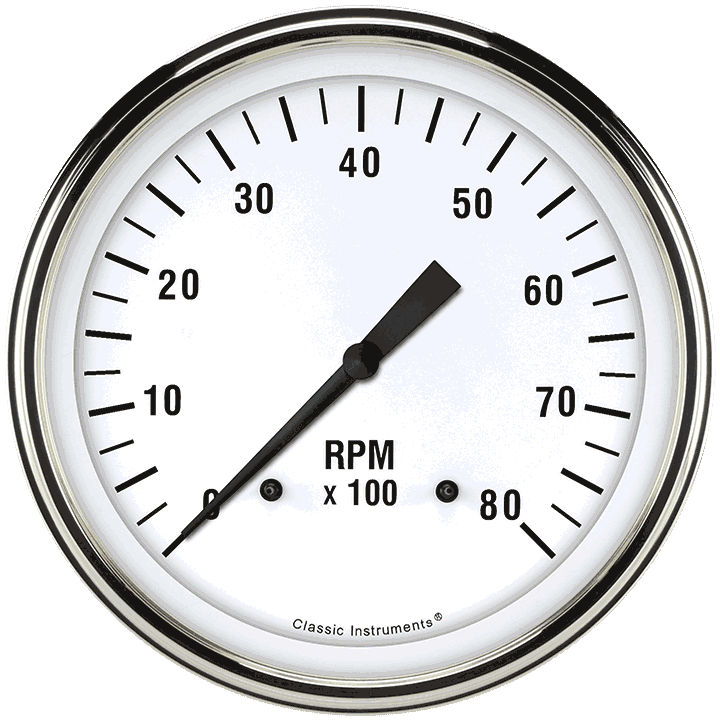 White Hot 5" Tachometer Gauge (8000 RPM)