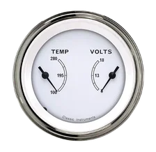 White 3-3/8" Temperature & Volt Dual Gauge image 1