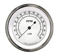 White 3" Tachometer Gauge (8000 RPM) image 1