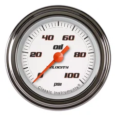 Velocity White 2-1/8" Oil Pressure Gauge (100 PSI) image 1