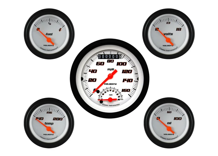 Velocity White Five Gauge Set