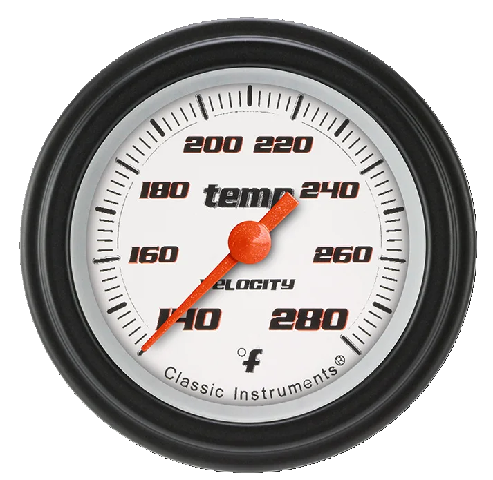 Velocity White 2-1/8" Full Sweep Water Temp Gauge