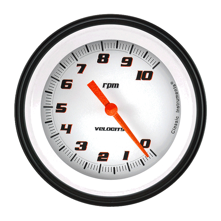 Velocity White 3-3/8" Tachometer Gauge