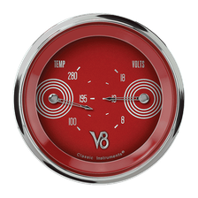 V8 Red Steelie 3" Dual - Temperature & Volt Gauge image 1