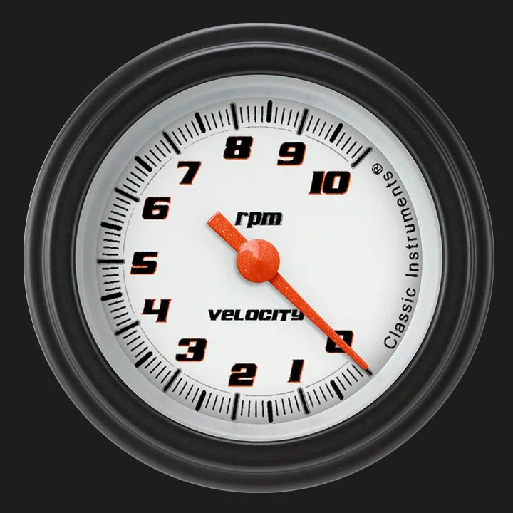 Velocity White 2-1/8" Tachometer Gauge