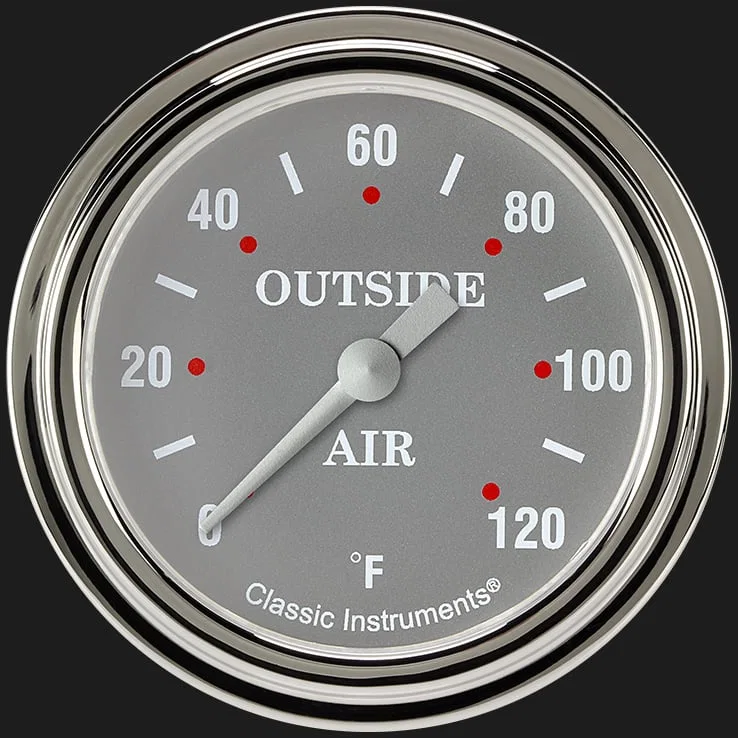 Silver Gray 2-5/8" Outside Air Temp Gauge