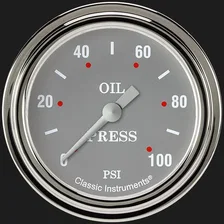 Silver Gray 2-5/8" Oil Pressure Gauge image 1