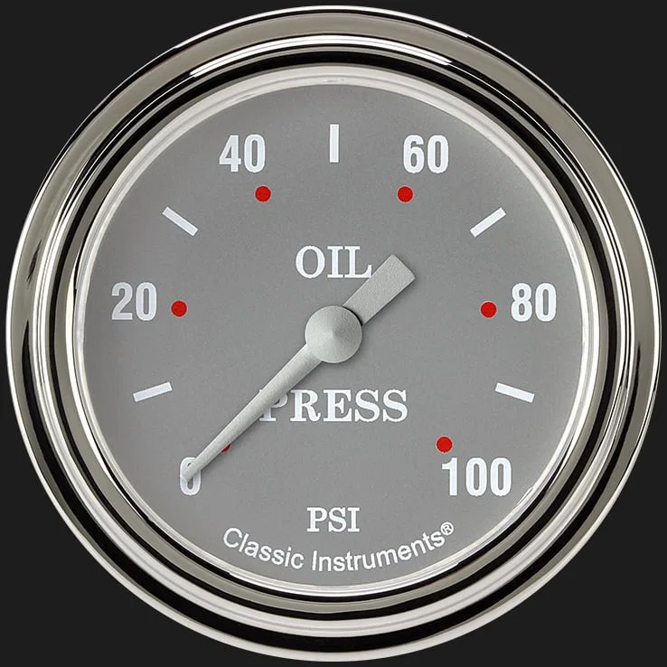 Silver Gray 2-5/8" Oil Pressure Gauge