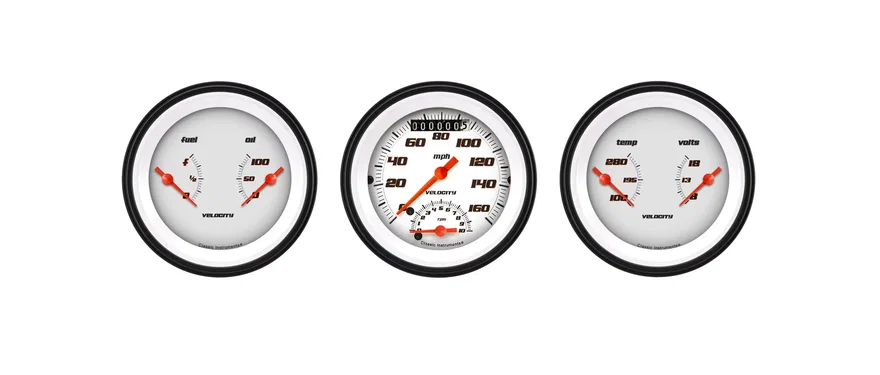 Velocity White Three Gauge Set