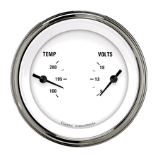 White Hot 3-3/8" Temperature & Volt Dual Gauge image 1