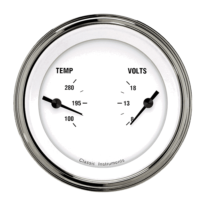 White Hot 3-3/8" Temperature & Volt Dual Gauge